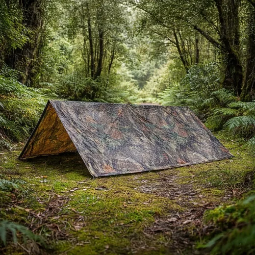 poncho used as a shelter