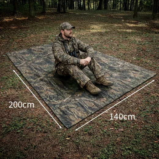 camouflage rain poncho used as a tarp