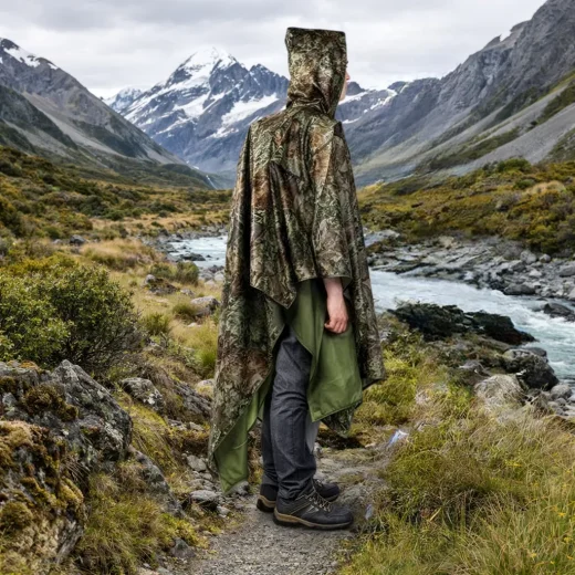 poncho worn over backpack