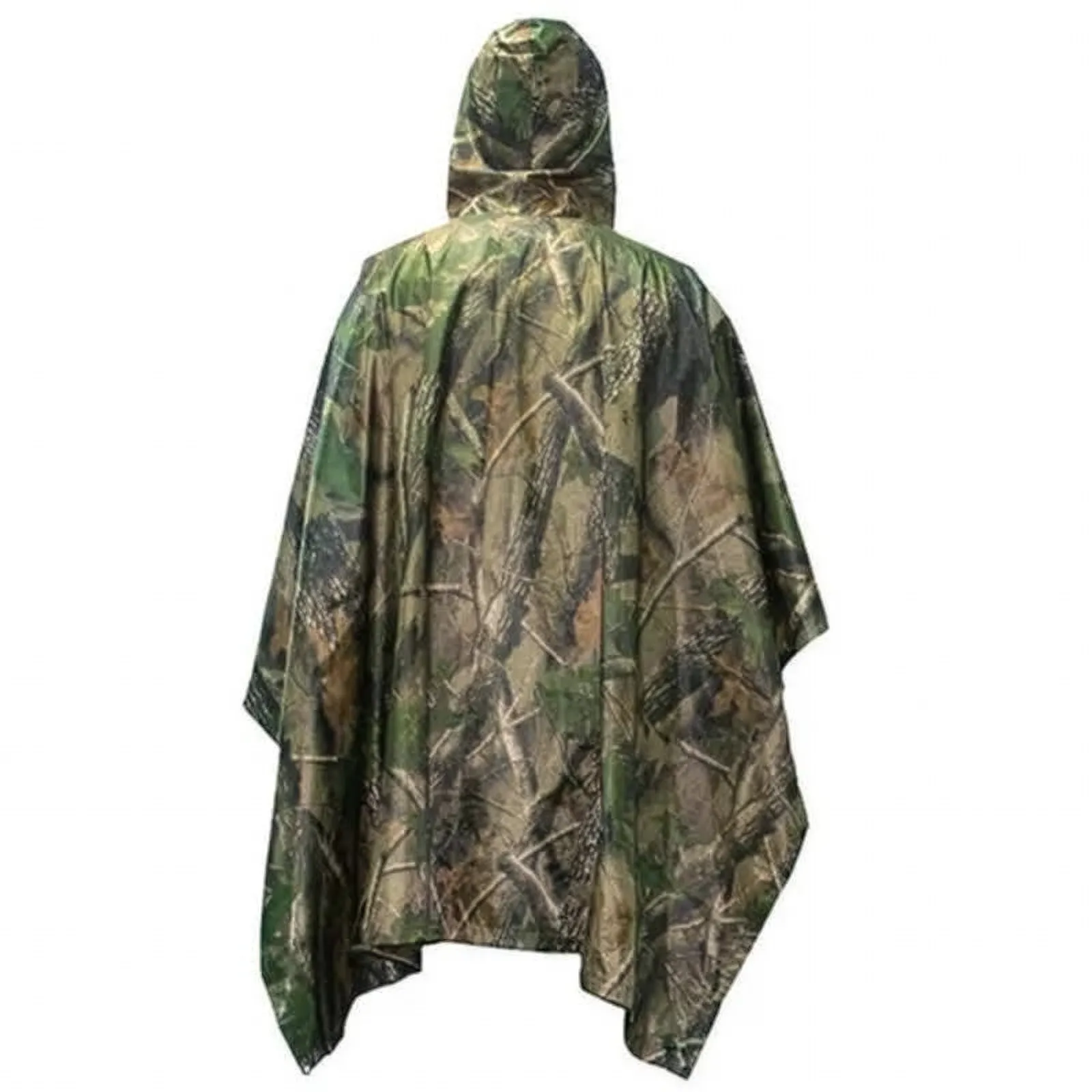 rear view of camo rain poncho