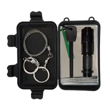 Emergency Survival Kit with LED Torch Ferro Rod, Blanket Wire Saw and Case