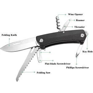 black pocket knife image showing included tools