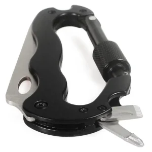 close up image of screwdrivers on carabiner multi tool