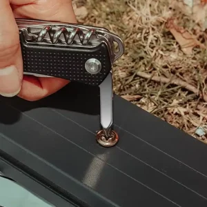 fold out screwdriver of pocket knife used to remove a screw