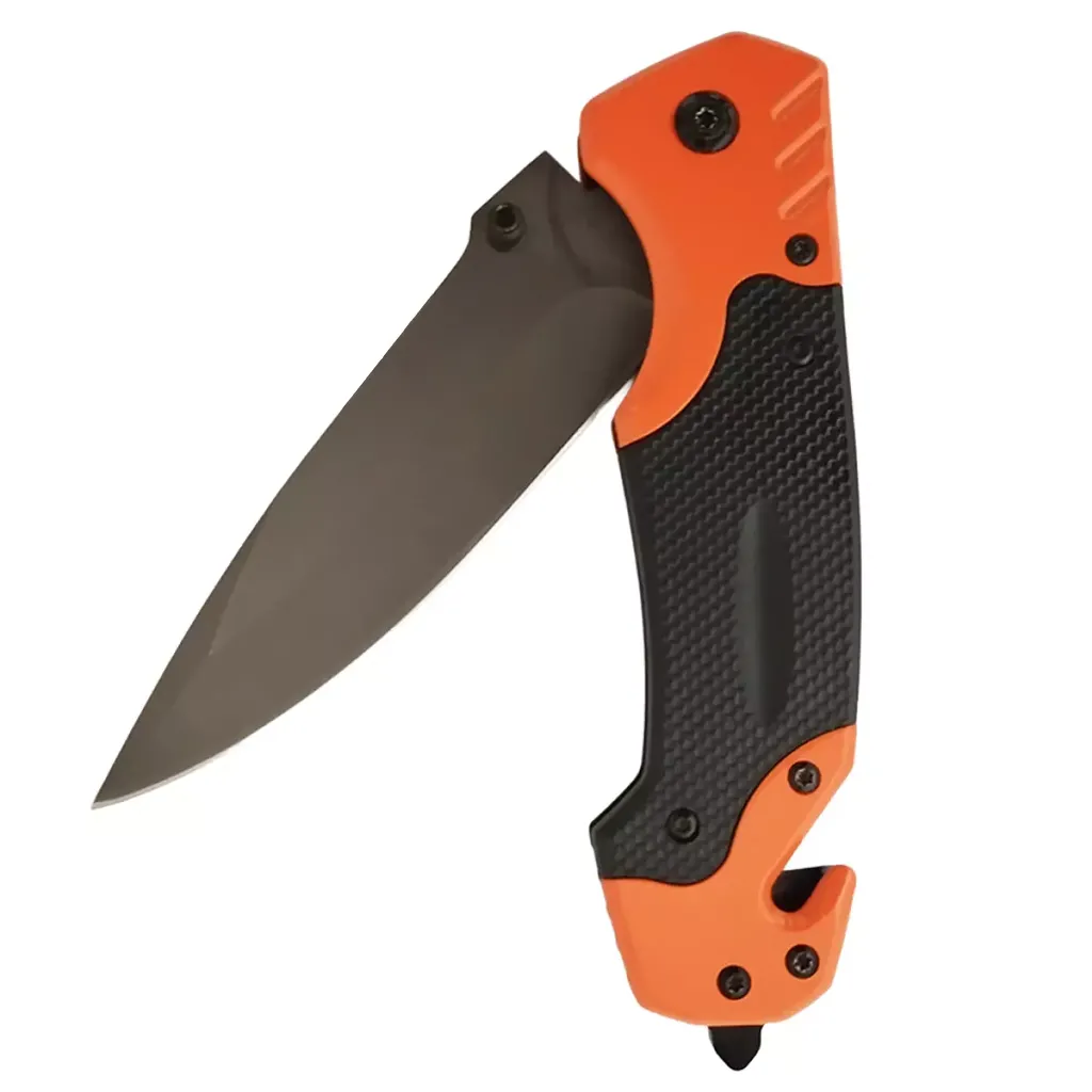 high visibility folding knife with blade partially open