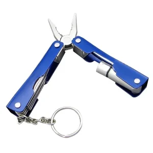 pliers open on multi tool with blue handle