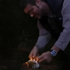 using a ferro rod with magnesium flint to start a fire