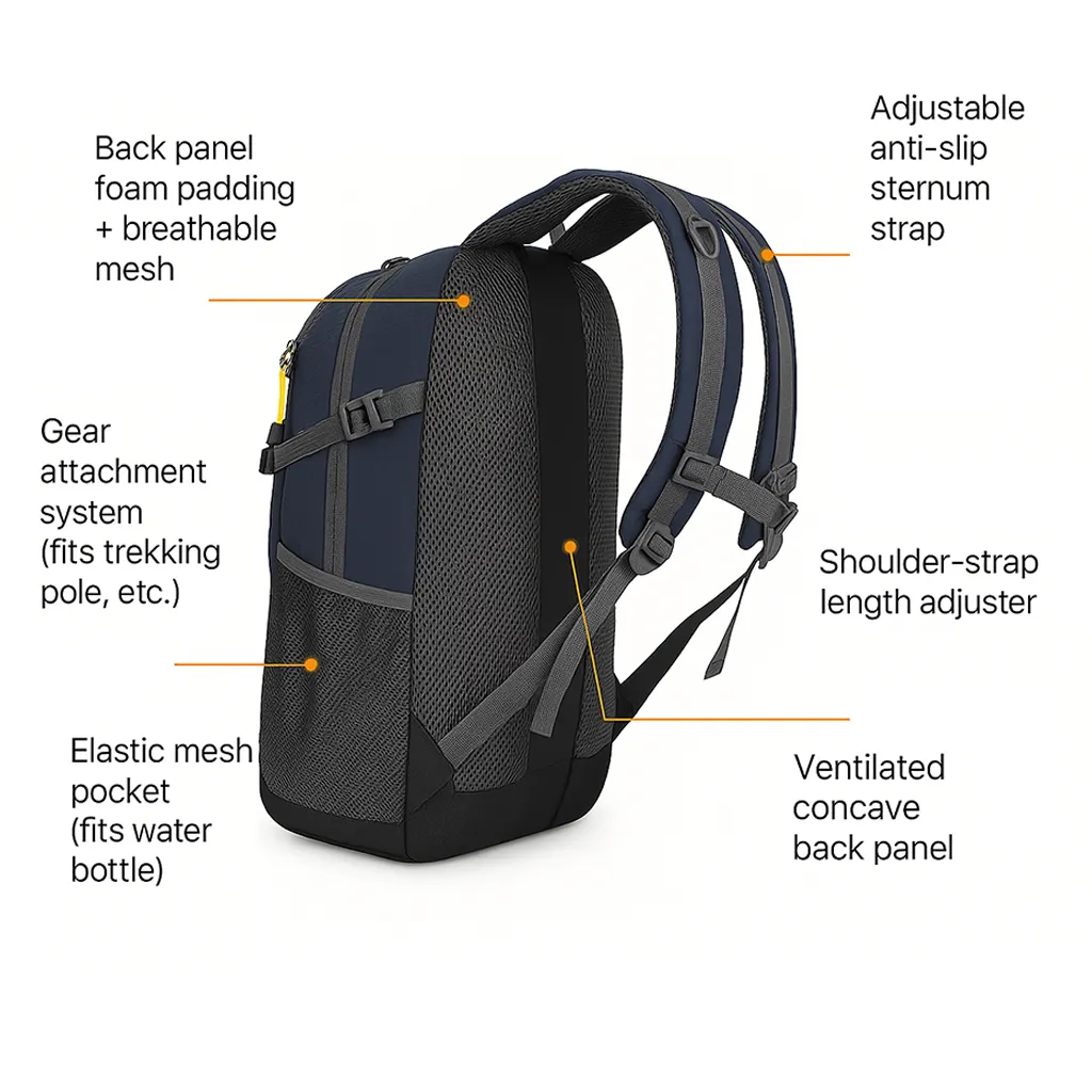 25l backpack exploded features