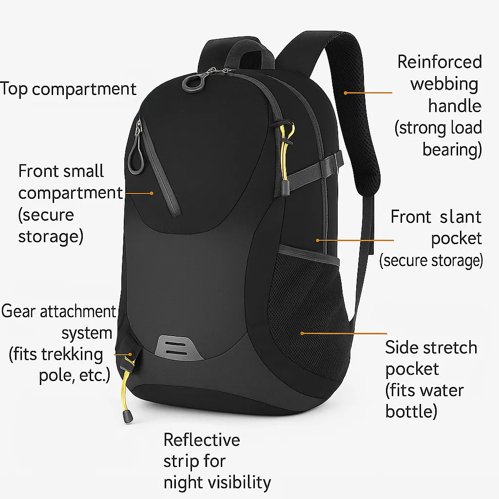 25l pack front features exploded