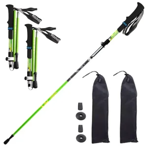 Green Hiking Poles Foldable with Quick Lock 107-130cm 260g 2 Pack