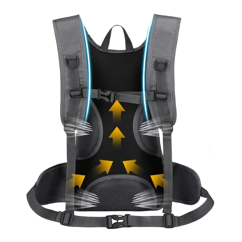 diagram showing the breathable design of the hydration backpack
