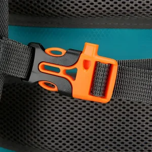 emergency whistle built into top front strap for quick easy reach