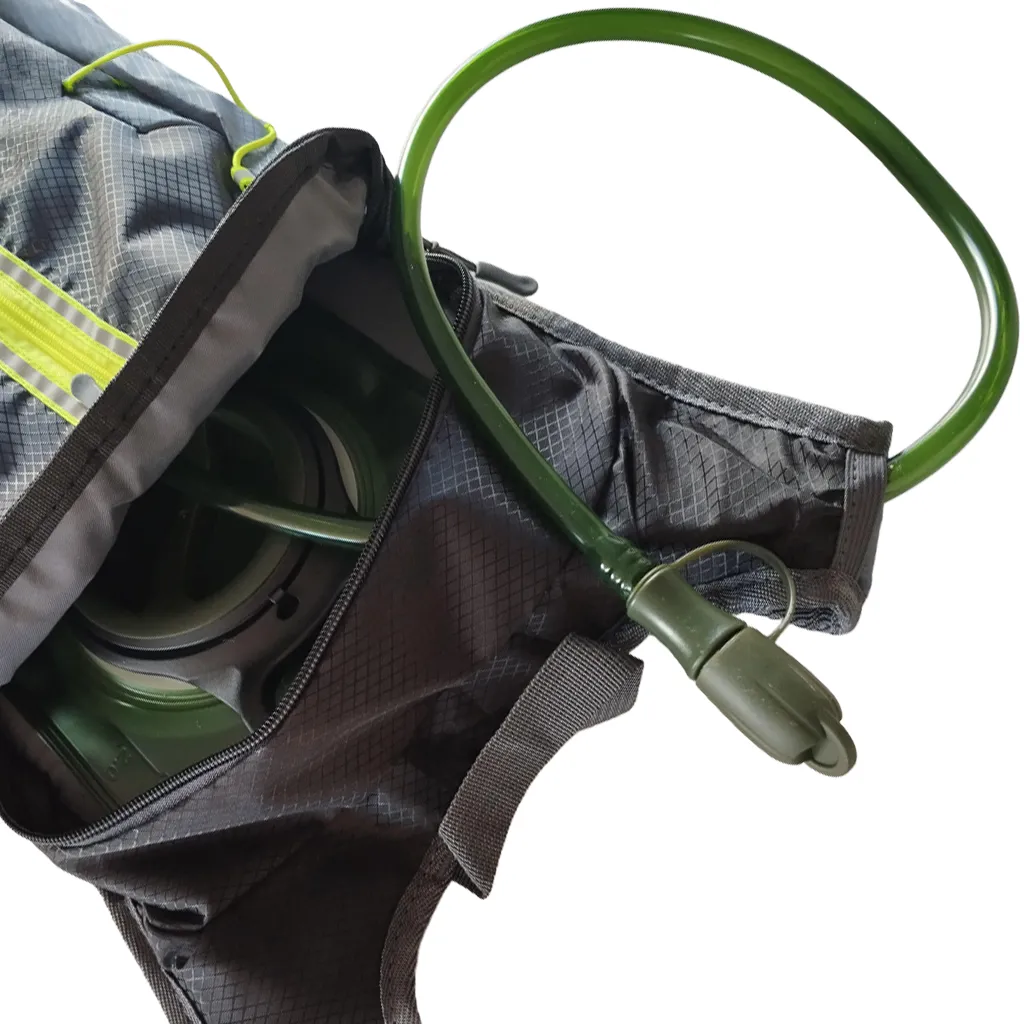 hydration pack with hydratin baldder installed