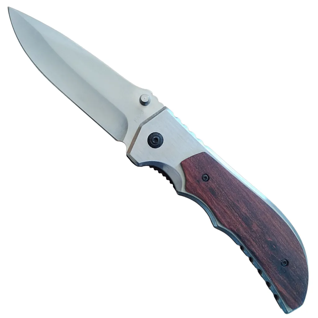 Full Locking Pocket Knife 21.5cm Wooden Look Handle - Unassisted Opening