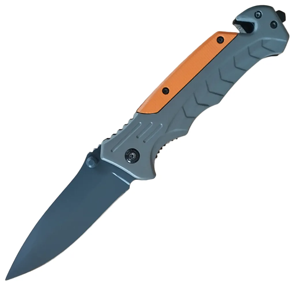 folding knife with orange accented handle