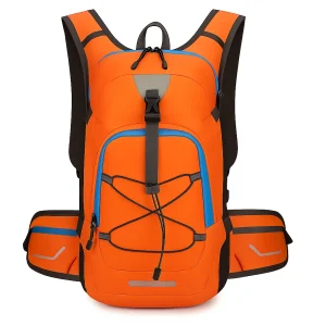 front on view of orange backpack for day hiking