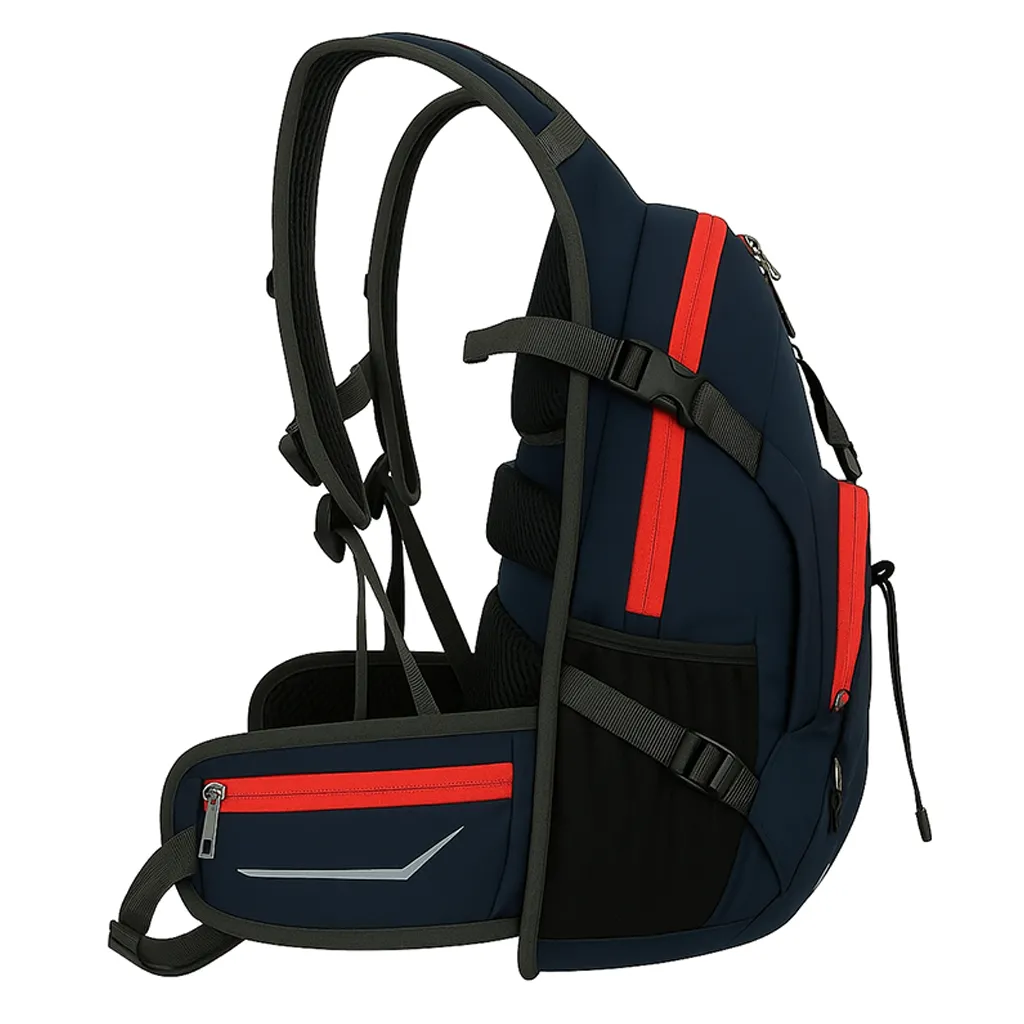 navy blue backpack side profile image