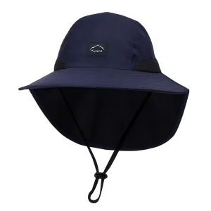 navy blue bucket hat with flap to cover neck