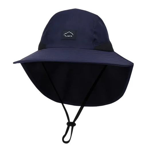navy blue bucket hat with flap to cover neck