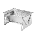 Compact stainless steel mini BBQ grill for hiking with mesh cooking grate
