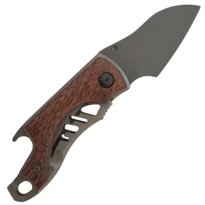 Pocket Knife with Bottle Opener with Walnut Wood Handle & Full Locking Blade