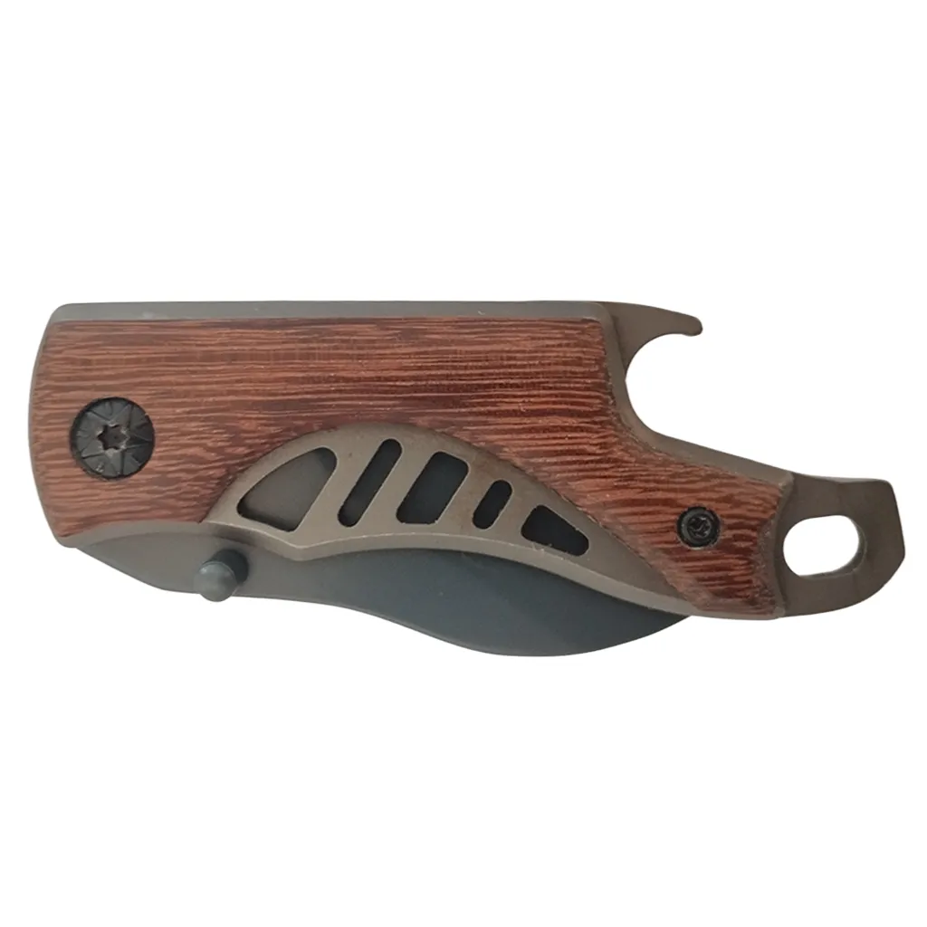folding pocket knife with wooden handle folded