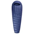 navy blue down sleeeping bag straight with bag fully closed