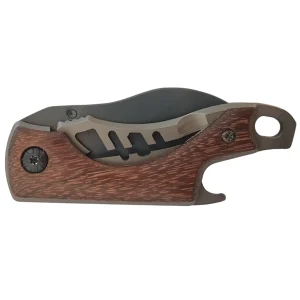 small pocket knife with wooden handle folded
