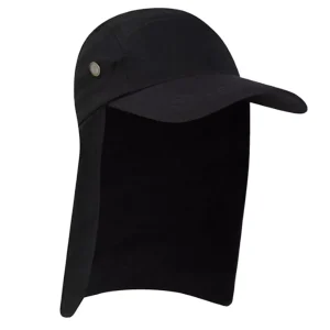 Black-Cap-with-Neck-Flap-–-UV-Protection-Sun-Hat-Quick-Dry-&-Breathable-Alternative-Brands-NZ