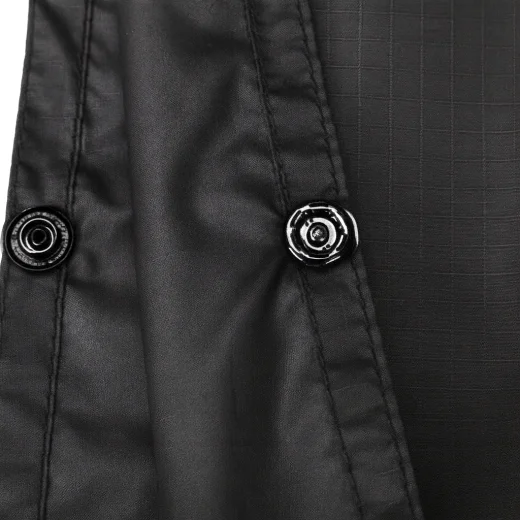 black hikera rain poncho dome and tearproof nylon fabric closeup