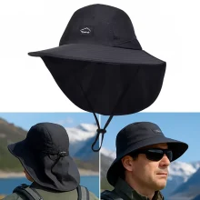 black hat with neck flap main product image vuno hiking nz