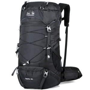 50l Backpack Frameless Hiking Pack with Rain Cover Waist Pockets & Whistle
