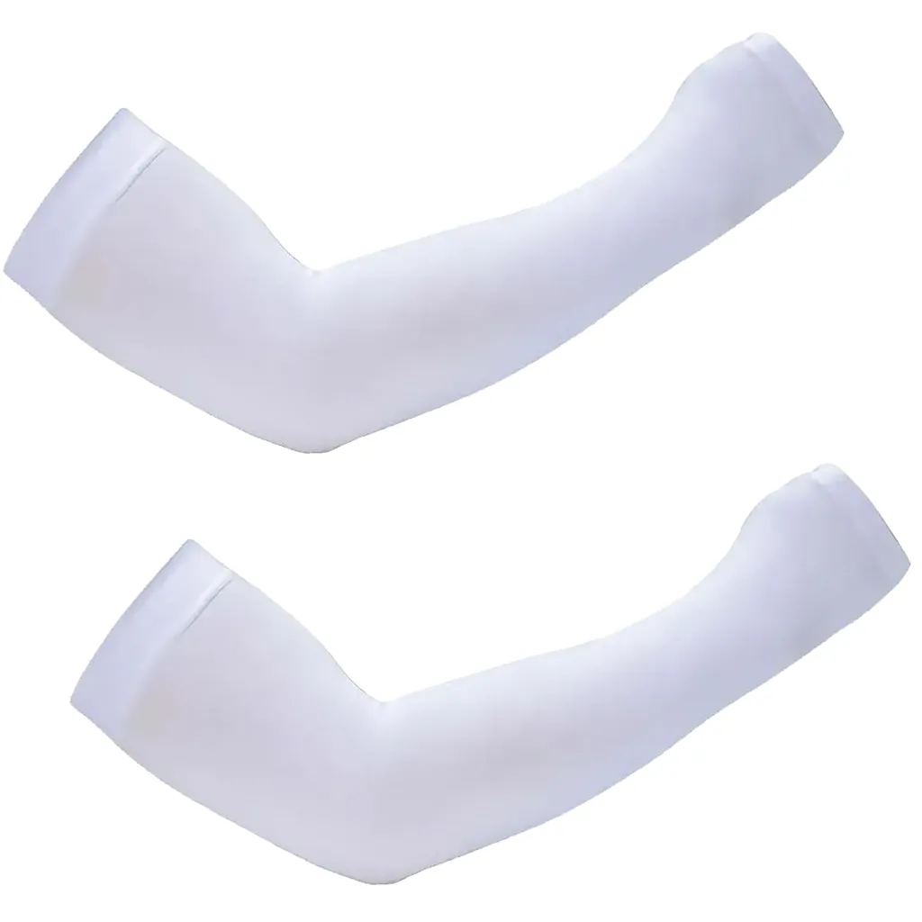 white arms sleeves with thumb hole
