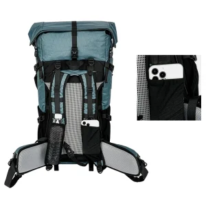 Close up of a shoulder strap pocket holding a phone for quick map checks on the trail.