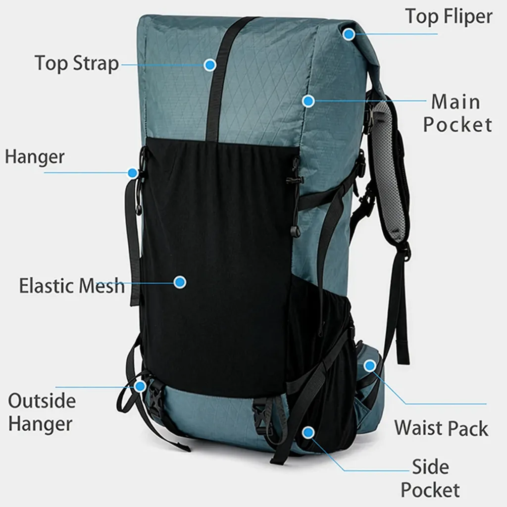 Front view features view of ultralight weight backpack