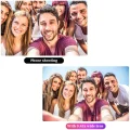 Group selfie comparison showing standard phone view versus 0.45x wide angle view