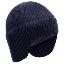 Vuno Fleece Lined Beanie With Ear Flaps – Navy Blue Knit Winter Hat (55–60cm)