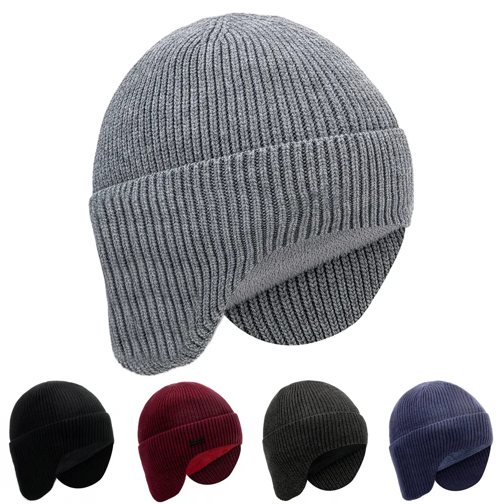 Beanie with Ear Flaps Vuno Acrylic Knit Fleece Lined Winter Hat 55-60cm 134