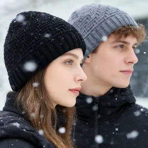 close up of Acyrlic beanie knitted pattern