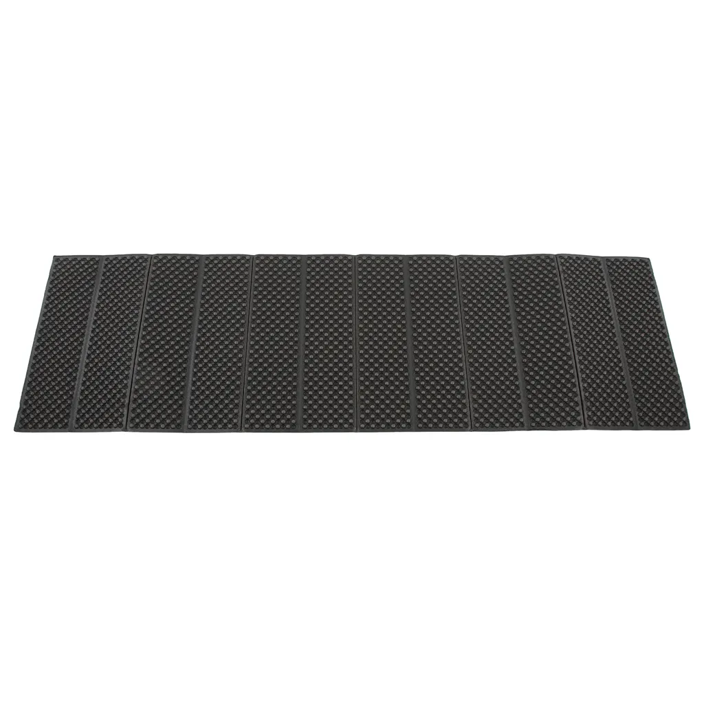 black underside of green foam cmaping mat