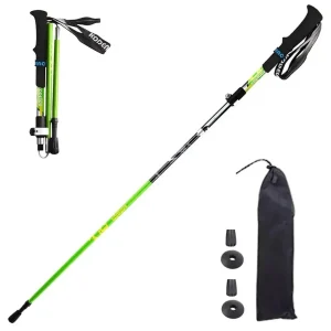 Green Trekking Pole Foldable Quick Lock 107-130cm 260g EVA Grip
