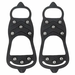 Ice Grips for Shoes – 8 Stud Black TPR Traction Cleats1 Pair Large Size EU 41-45