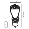 Large black eight-stud ice grip measuring approximately 26.5 cm long and 11 cm wide