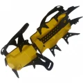 underside of vuno hardcore crampons showing 18 long spikes