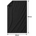Black Vuno Large Microfibre Ultralight Towel laid flat showing its 80 x 180 cm dimensions.