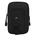 Front view of Vuno black Waist Bag Pouch with buckle strap and dual zipper pulls