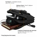 Open Vuno Waist Bag Pouch showing cellphone pocket pen sheath and zippered compartments