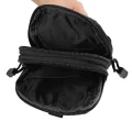 Vuno black Waist Bag Pouch opened to show two zippered storage compartments