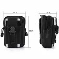 Vuno black Waist Bag Pouch shown from the front and side with 18 x 12 x 6 cm dimensions