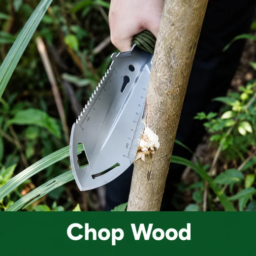 EDC Spade being used to chop wood